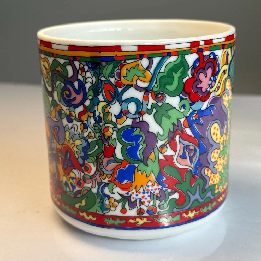 Vintage‎ 1970s Ceramic Yves Saint Laurent Rive Gauche Vanity Jar NO LID Abstract
